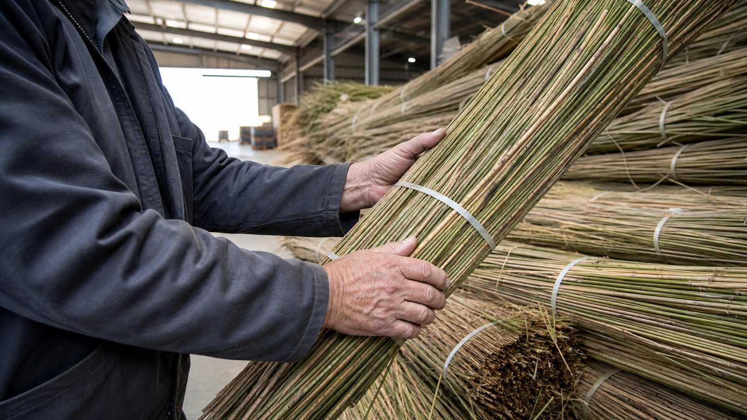 Quality inspection of natural water reed bundles